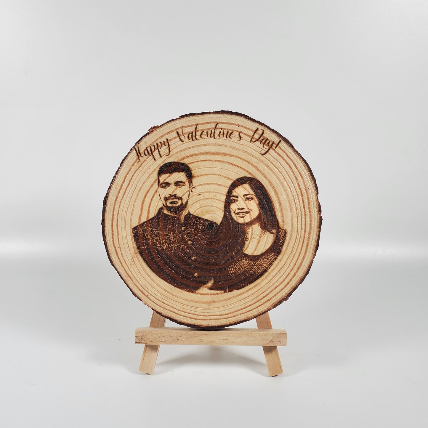 Personalized photo engraved wooden slice