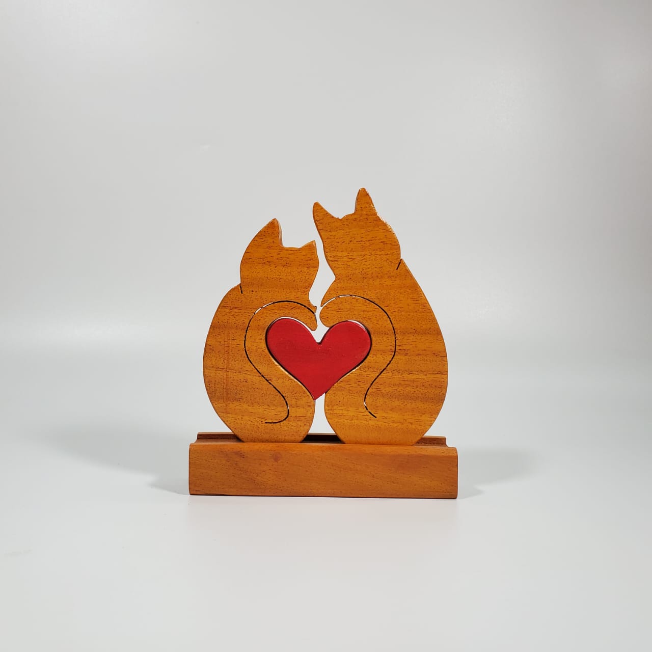 Cat couple wooden keepsake