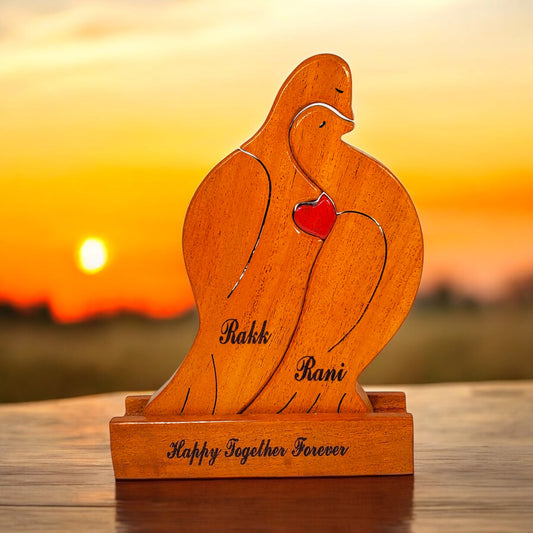 Dove couple wooden keepsake